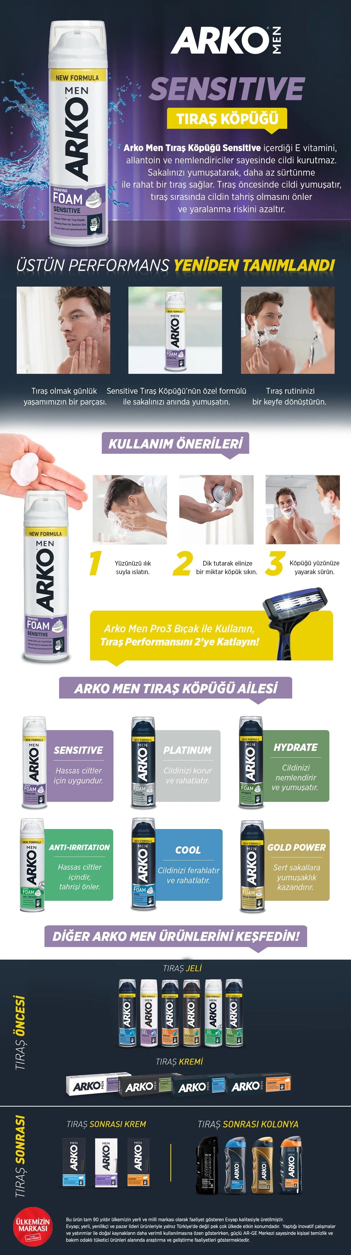 Arko Men Sensitive Tıraş Köpüğü 200 Ml